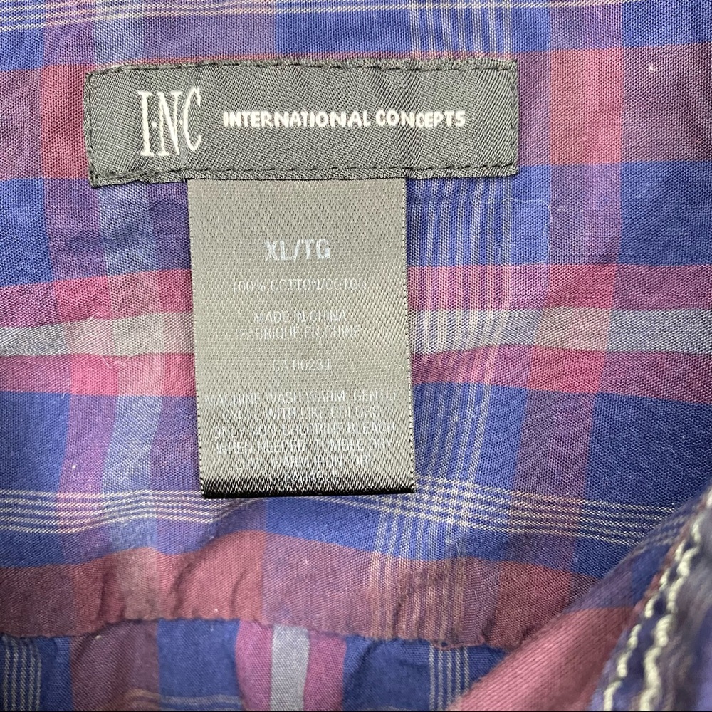 INC Men’s Shirt Western Snap Multi-Colour Plaid Size X-Large - Picture 5 of 10